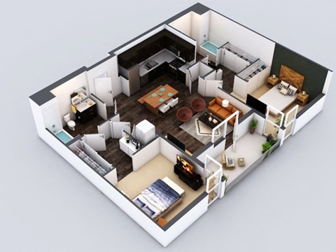 Floor plan for studio, 1078 sqft